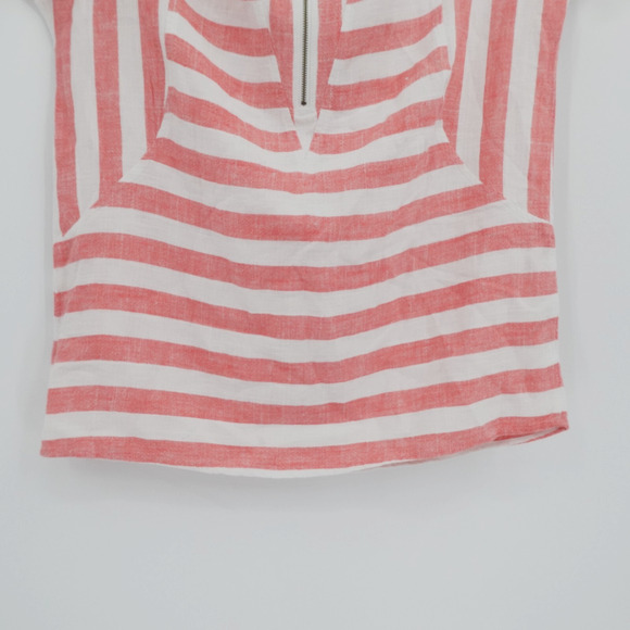 Soft Surroundings Linen Blend Cold Shoulder Red Striped Tunic Beach Women Size S - Picture 10 of 11